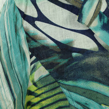 Laden Sie das Bild in den Galerie-Viewer, Second Hand MADE IN ITALY Leinenkleid Gr. 38 blau grün gemustert Kleid (*)