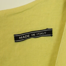 Laden Sie das Bild in den Galerie-Viewer, Made in Italy Vintage Leinenkleid Gr. 40 gelb uni Leinen Sommerkleid