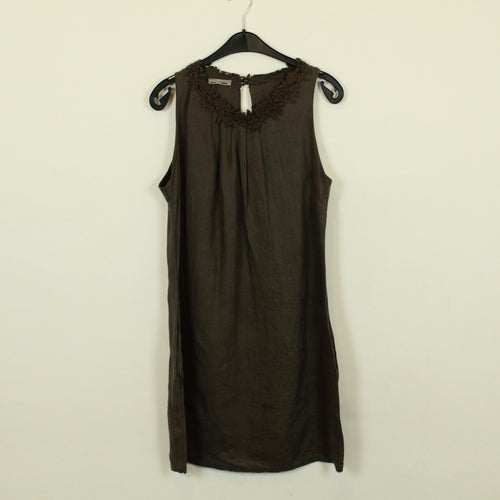 Second Hand MADE IN ITALY Leinenkleid Gr. 38 braun Leinen Kleid (*)