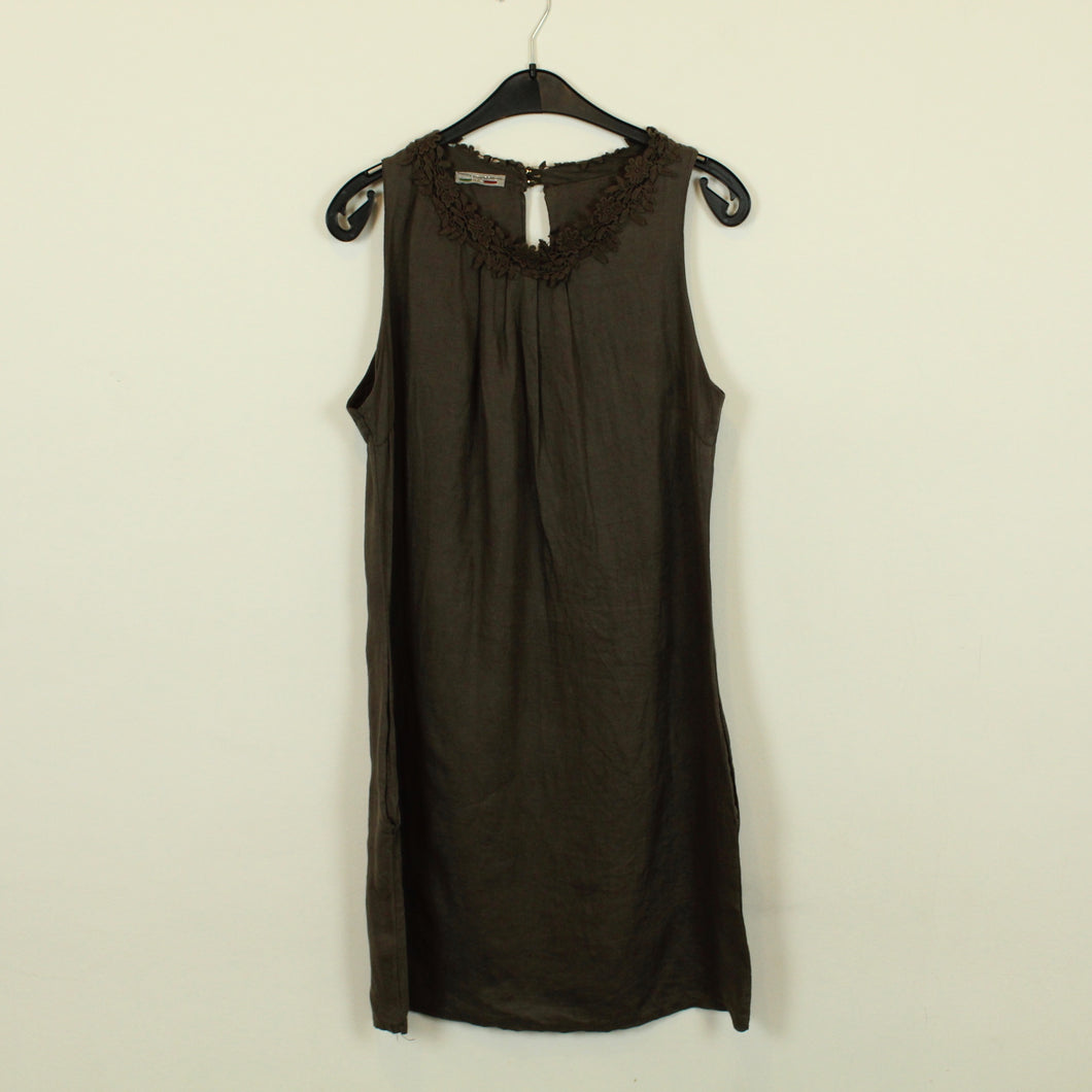 Second Hand MADE IN ITALY Leinenkleid Gr. 38 braun Leinen Kleid (*)