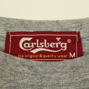 Second Hand CARLSBERG Cropped T-Shirt Gr. M grau mit Print (*)