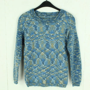 Vintage Pullover Gr. S blau mehrfarbig handgestrickt