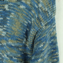 Laden Sie das Bild in den Galerie-Viewer, Vintage Pullover Gr. S blau mehrfarbig handgestrickt