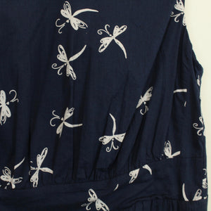 Second Hand EMILY AND FIN Midikleid Gr. 38 dunkelblau Libellen Print Kleid (*)