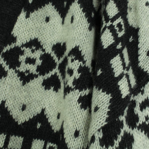 Vintage Cardigan mit Wolle Gr. L schwarz weiß Norweger Muster