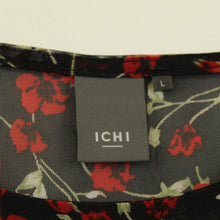Laden Sie das Bild in den Galerie-Viewer, Second Hand ICHI Kleid Gr. L schwarz mehrfarbig geblümt (*)