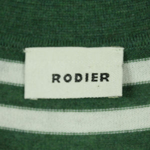 Second Hand RODIER Pullover Gr. M grün weiß gestreift Feinstrick  (*)