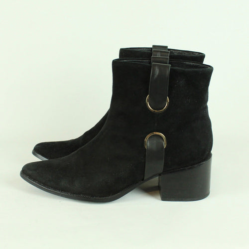Second Hand RACHEL ZOE Stiefeletten Gr. 40,5 schwarz Booties Leder  (*)