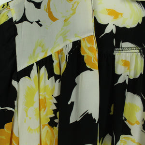 Vintage Kimono mit Seide Gr. L schwarz geblümt