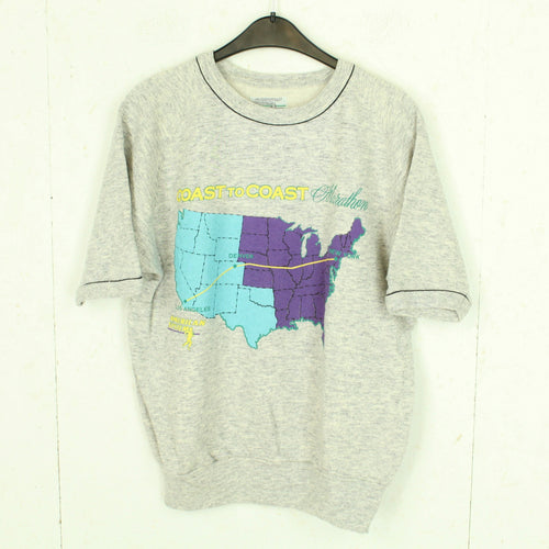 Vintage Sweatshirt Gr. L grau Print: Coast to Coast Marathon New York Los Angeles