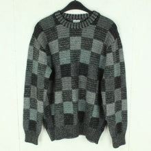 Laden Sie das Bild in den Galerie-Viewer, Vintage Pullover mit Wolle Gr. M schwarz grau gemustert