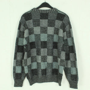 Vintage Pullover mit Wolle Gr. M schwarz grau gemustert