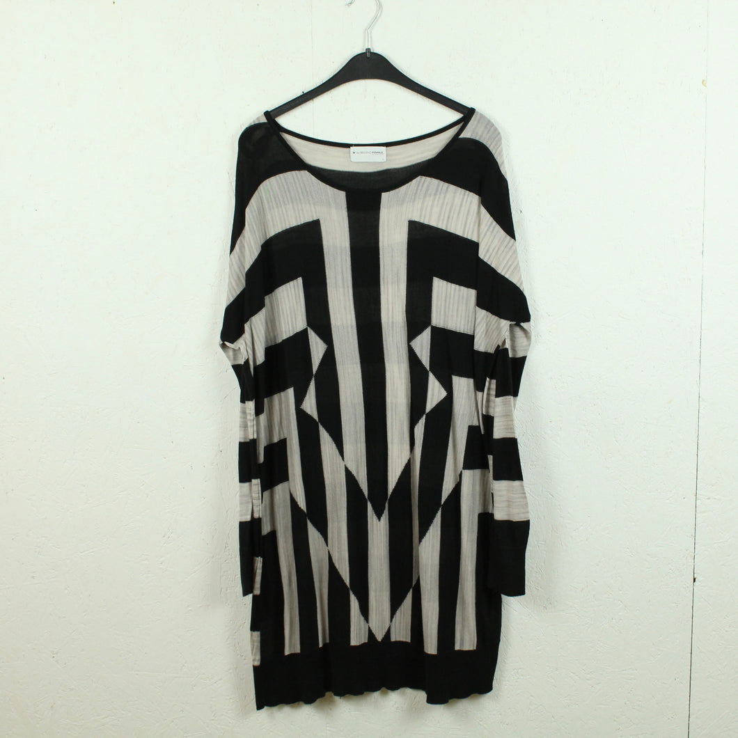 Second Hand SECOND FEMALE Longpullover Gr. L schwarz beige gestreift Strick (*)