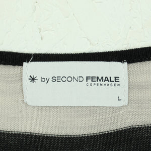 Second Hand SECOND FEMALE Longpullover Gr. L schwarz beige gestreift Strick (*)