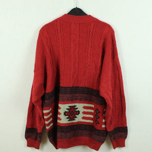 STEFANEL Vintage Pullover mit Wolle Gr. L rot gemustert rundhals