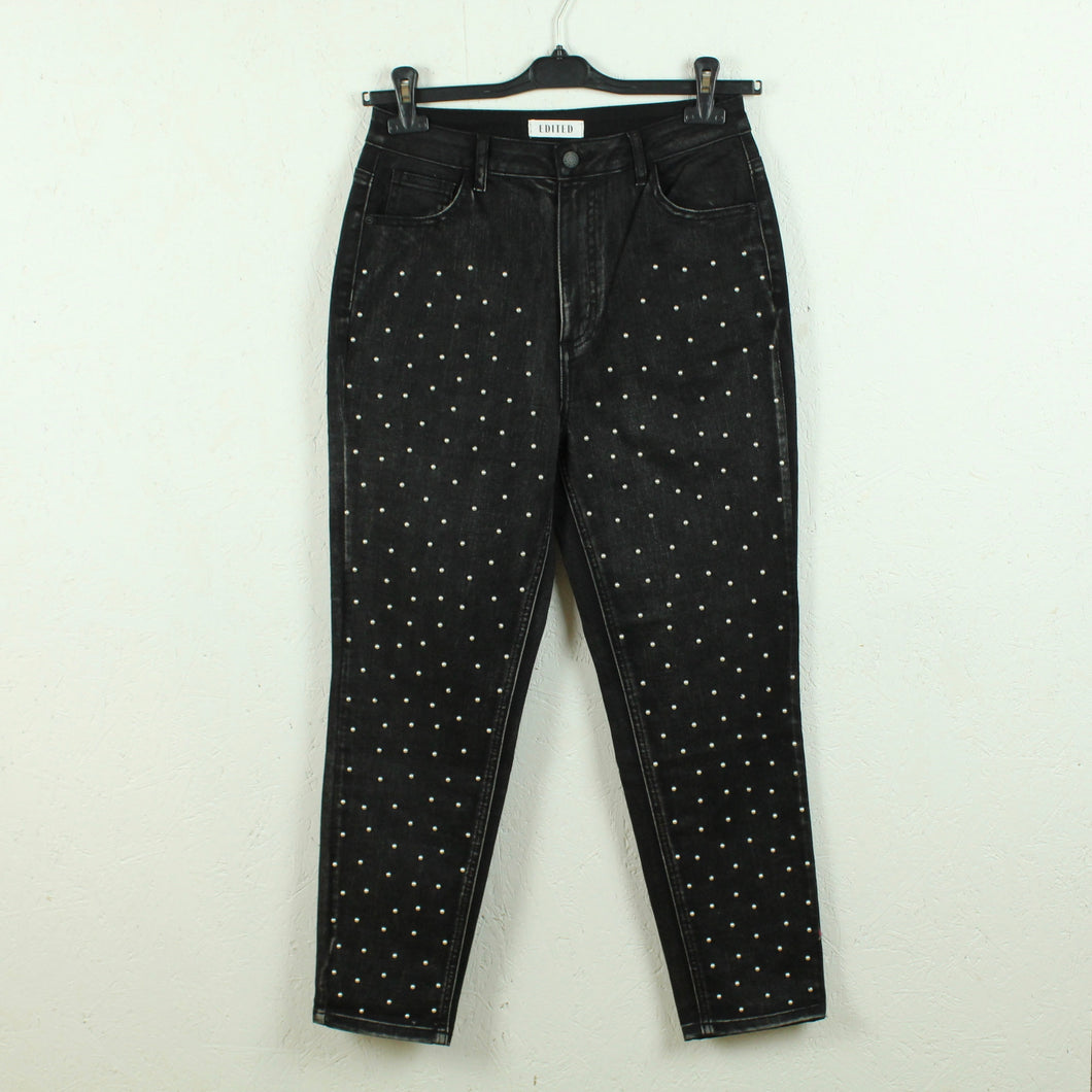 Second Hand EDITED Jeans Gr. 36 schwarz bestickt Perlen (*)