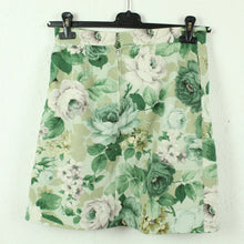 Laden Sie das Bild in den Galerie-Viewer, Second Hand Leinenrock Gr. 38 beige grün floral gemustert