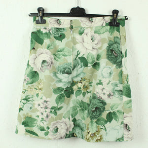 Second Hand Leinenrock Gr. 38 beige grün floral gemustert
