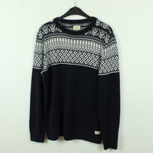 Laden Sie das Bild in den Galerie-Viewer, Second Hand SELECTED HOMME Pullover Gr. L blau weiß Norweger Muster Strick (*)