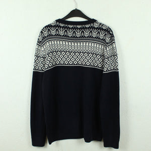 Second Hand SELECTED HOMME Pullover Gr. L blau weiß Norweger Muster Strick (*)