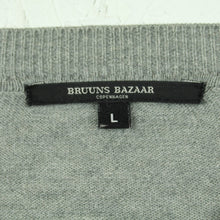 Laden Sie das Bild in den Galerie-Viewer, Second Hand BRUUNS BAZAAR Pullover mit Wolle Gr. L blau grau rundhals Strick (*)