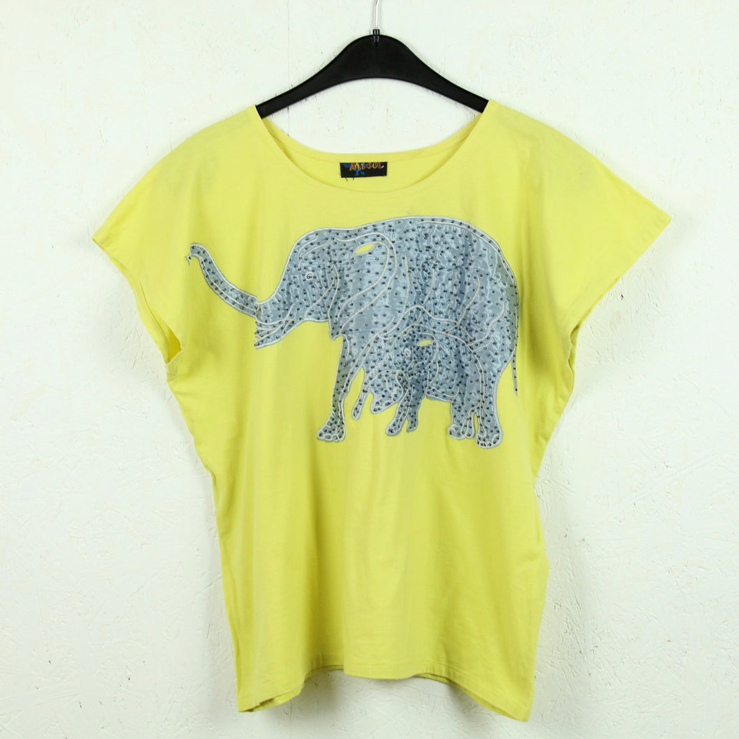 Vintage Shirt Gr. S gelb grau Elefant Perlen