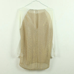 Second Hand RICH & ROYAL Bluse Gr. XS beige weiß Glitzer oversized (*)