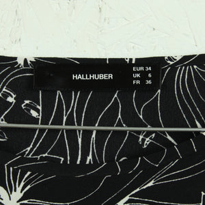 Second Hand HALLHUBER Bluse Gr. 34 schwarz weißer Print mit Gesichtern (*)