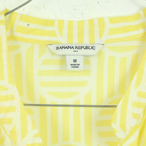 Second Hand BANANA REPUBLIC Bluse Gr. M gelb weiss gemustert Tunika (*)