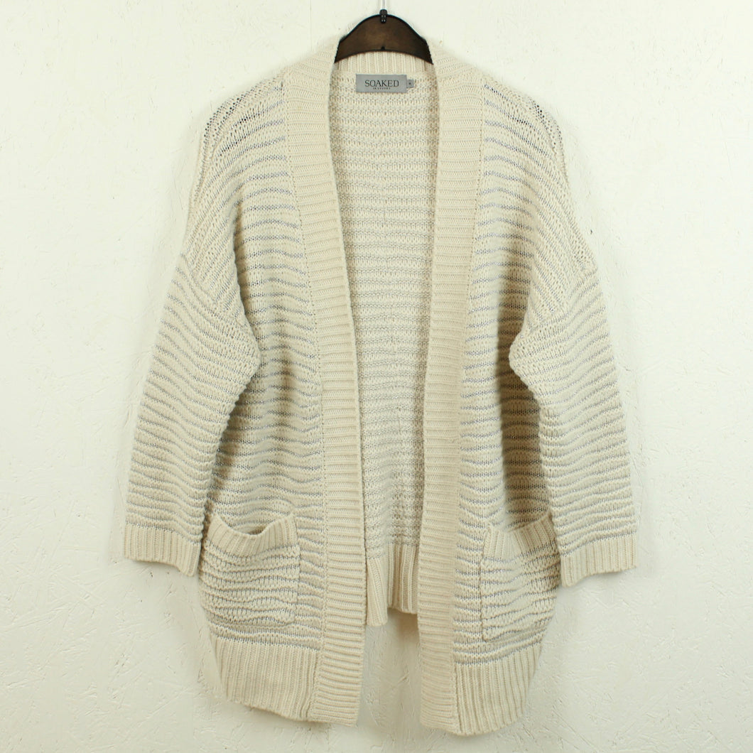 Second Hand SOAKED IN LUXURY Strickjacke Gr. M creme silber Cardigan (*)