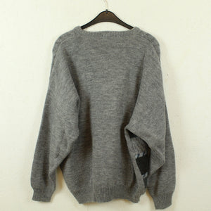 Vintage Pullover Gr. M grau mehrfarbig gemustert V-Neck