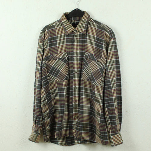 VINTAGE Flanellhemd Gr. L braun beige grau kariert Hemd 
