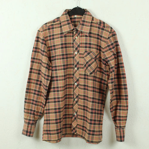 Vintage Flanellhemd Gr. S beige mehrfarbig kariert