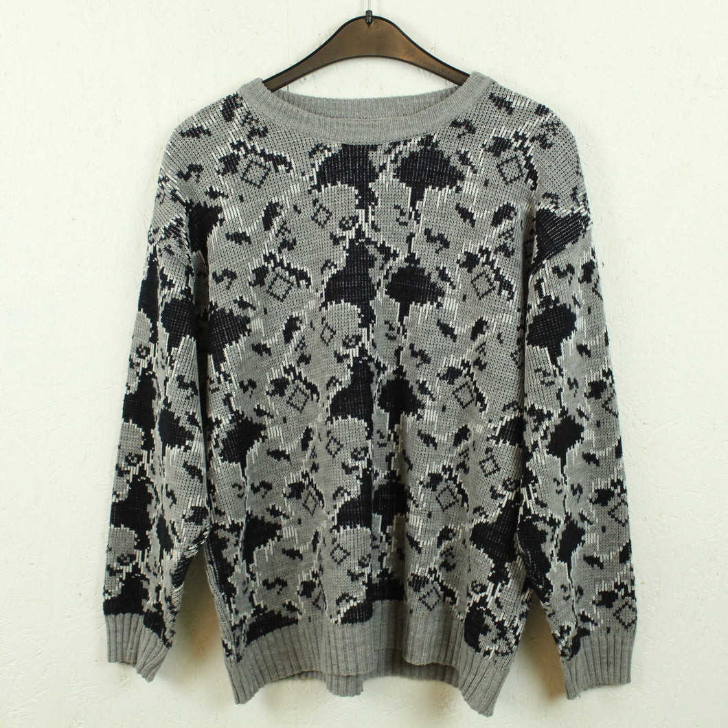 Vintage Pullover Gr. S schwarz grau Crazy Pattern