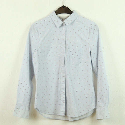 Second Hand H&M Bluse Gr. 34 weiß hellblau gestreift mit Herzen (*)
