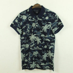 Second Hand SCOTCH & SODA Poloshirt Gr. S blau mehrfarbig Palmen (*)