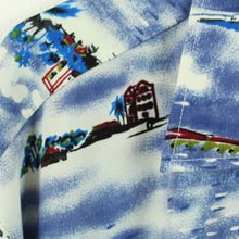 Laden Sie das Bild in den Galerie-Viewer, Vintage Hawaii Hemd Gr. XL blau weiß bunt Kurzarm