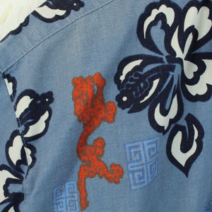 Vintage Hawaii Hemd Gr. XL blau mehrfarbig abstrakt Blumen