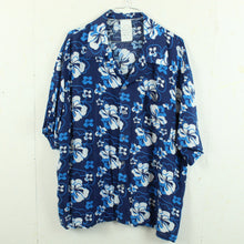 Laden Sie das Bild in den Galerie-Viewer, Vintage Hawaii Hemd Gr. M blau weiß Kurzarm Blumen