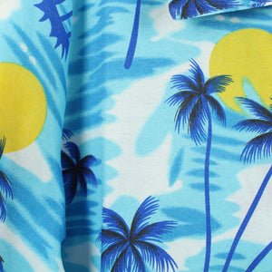 Vintage Hawaii Hemd Gr. M hellblau bunt Sonne Palmen Kurzarm