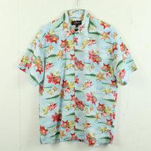 Laden Sie das Bild in den Galerie-Viewer, Vintage Hawaii Hemd Gr. M hellblau bunt Blumen Kurzarm