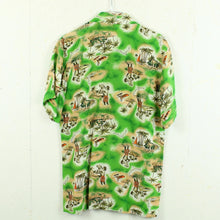 Laden Sie das Bild in den Galerie-Viewer, Vintage Hawaii Hemd Gr. S grün mehrfarbig Kurzarm