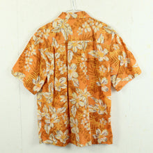 Laden Sie das Bild in den Galerie-Viewer, Vintage Hawaii Hemd Gr. S orange mehrfarbig geblümt