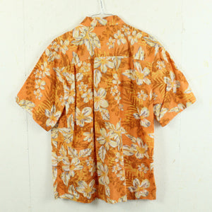 Vintage Hawaii Hemd Gr. S orange mehrfarbig geblümt