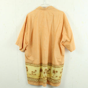 Vintage Hawaii Hemd Gr. XL apricot mehrfarbig Palmen Kurzarm
