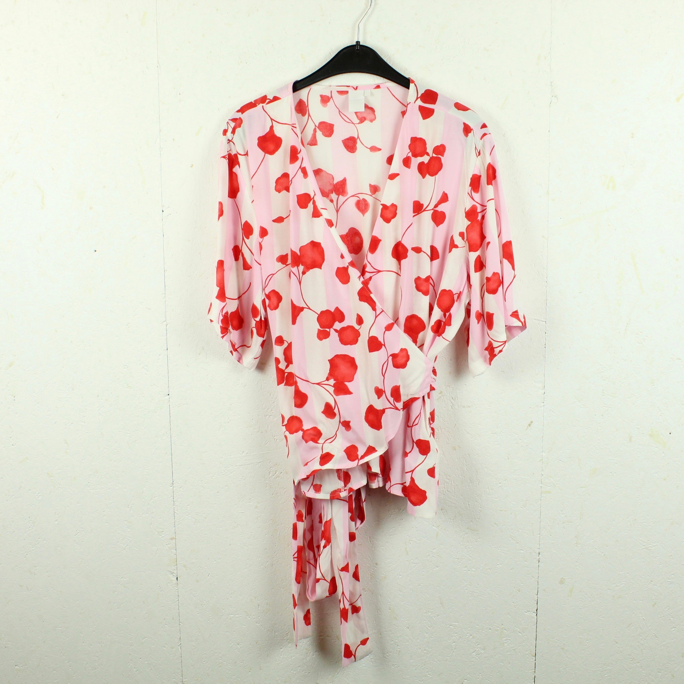 Second Hand MBYM Wickelbluse Gr. XL bunt abstrakt gemustert (*)