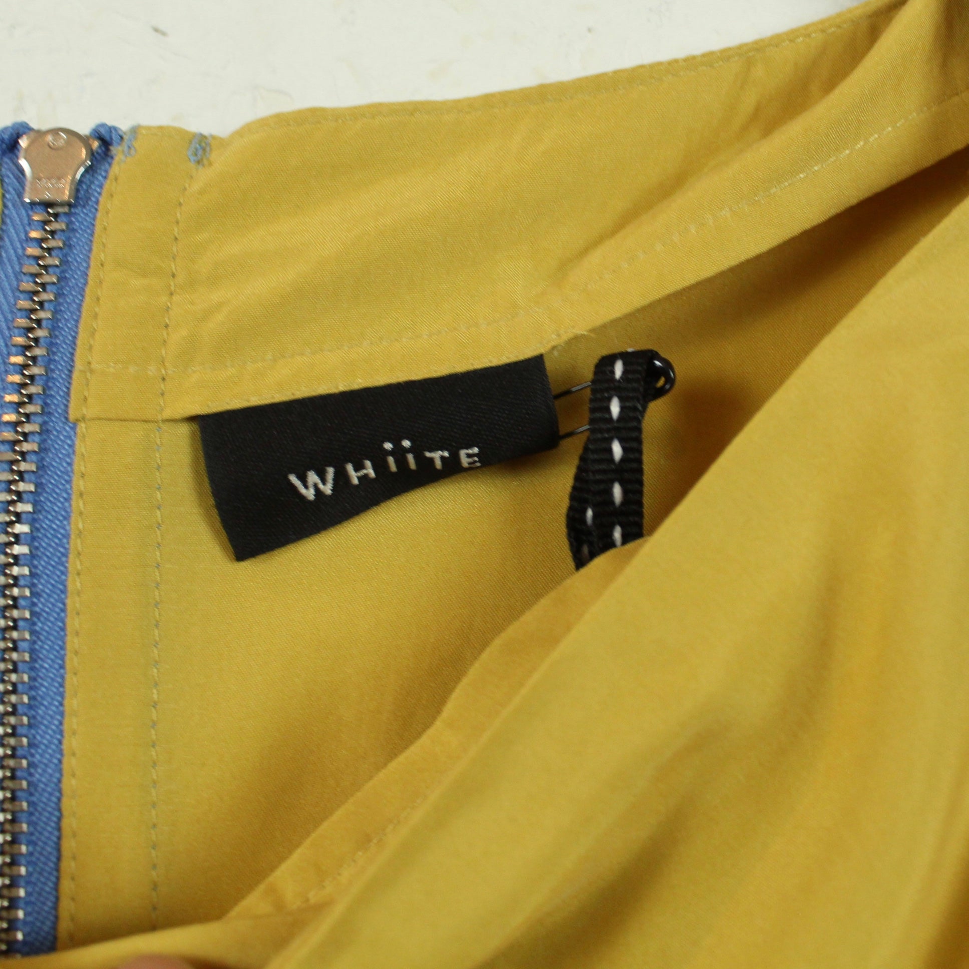 Second Hand WHIITE Seidenkleid Gr. 38 gelb Seide Kleid (*)