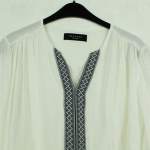 Second Hand PREPAIR Bluse Gr. M weiß Applikationen Langarmbluse (*)