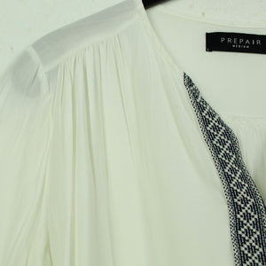Second Hand PREPAIR Bluse Gr. M weiß Applikationen Langarmbluse (*)