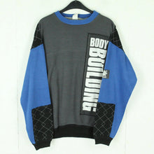 Laden Sie das Bild in den Galerie-Viewer, Vintage Sweatshirt Gr. M blau mehrfarbig Print: Body Building